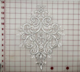 Applique - Silver Corded Lace White Dyeable! 13-inch